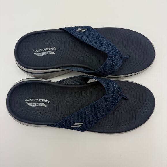 Skechers Ultra Go Arch Fit Navy Open Toe Sandals Womens 7 Shoes - Picture 6 of 8